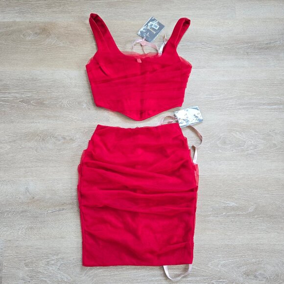House of CB Shelley Corset Top Sz L + Rosita Tulle Skirt Sz M Set New With Tags